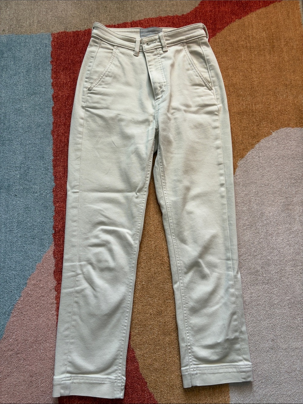 Everlane Cream High-Rise Straight Pants